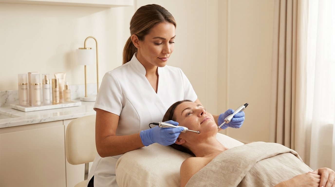 Microcurrent skin toning facial